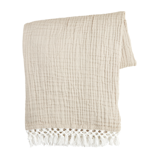 Taupe Macrame Throw