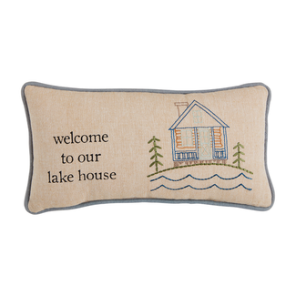 Welcome Lake Mini Embroidered Pillow