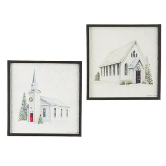 Church Textured Paper Framed Wall Art 12”