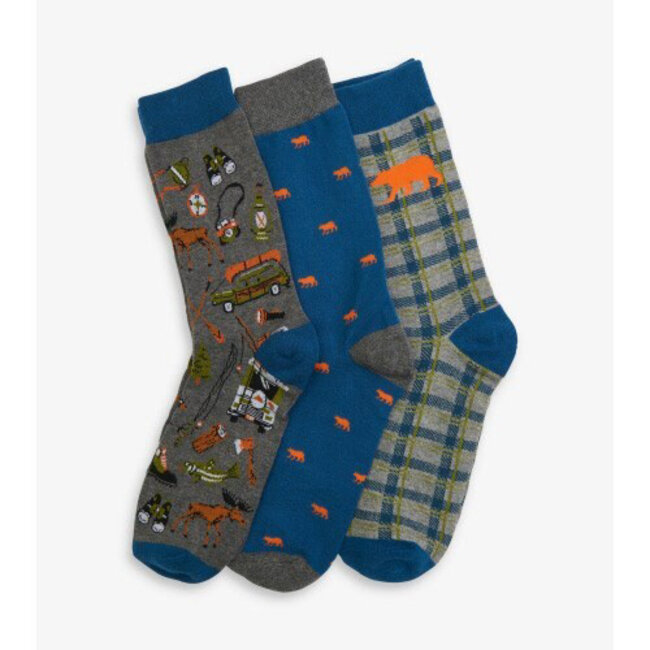 Retro Camping Men’s Crew Socks Set of 3 OS