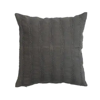 Woven Charcoal Cotton Pillow 18" Square