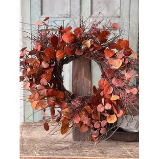 Penny Leaf Wreath 26” - Red