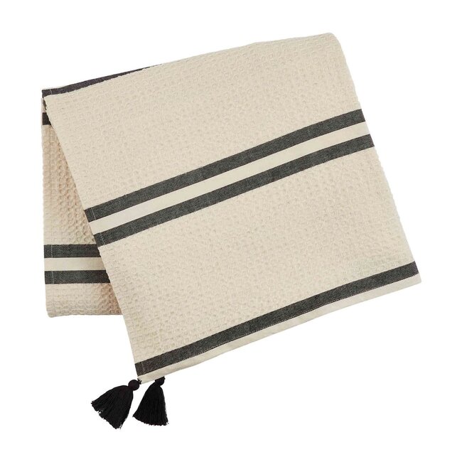 Black Waffle / Chambray Stripe Blanket