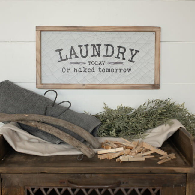 White Framed Laundry Sign 19.75”