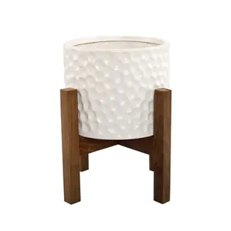 Flora Bunda Behive Ceramic 5.5” Planter on Wood Stand