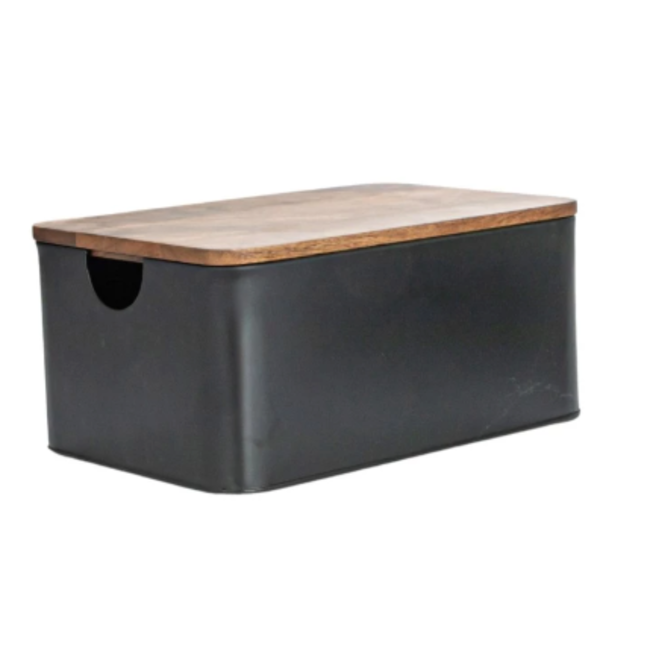 Metal Container with Mango Lid Sm 10x7.25x4.5