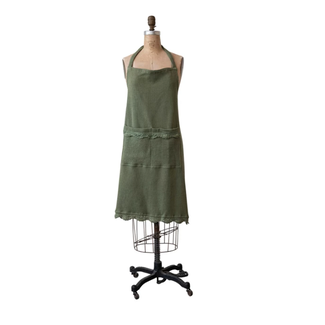 Cotton Waffle Weave Apron with Pockets and Lace