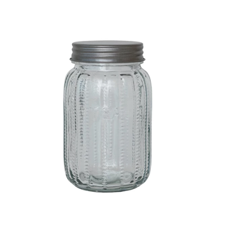 Pressed Glass Jar ‘Tea’ 3 1/2 Cup