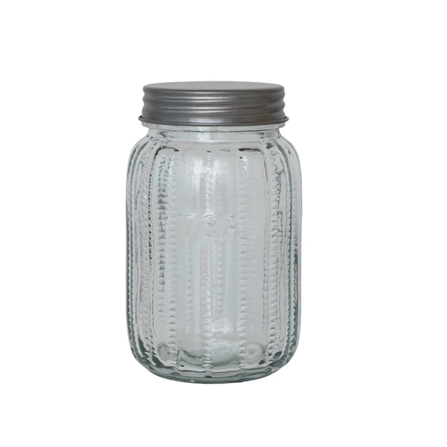 Pressed Glass Jar ‘Tea’ 3 1/2 Cup