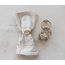 Brass Chain Shaped Napkin Rings with Leather Tie, Set of 4