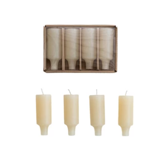 Unscented Bottle Taper Candles in Box Set of 4 Cream