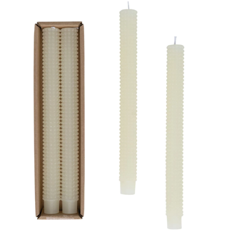 Unscented Hobnail Taper Candles in Box Set of 2 Cream