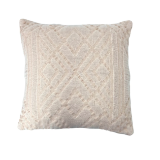 Woven Cotton Jacquard Pillow Cream 18” Square
