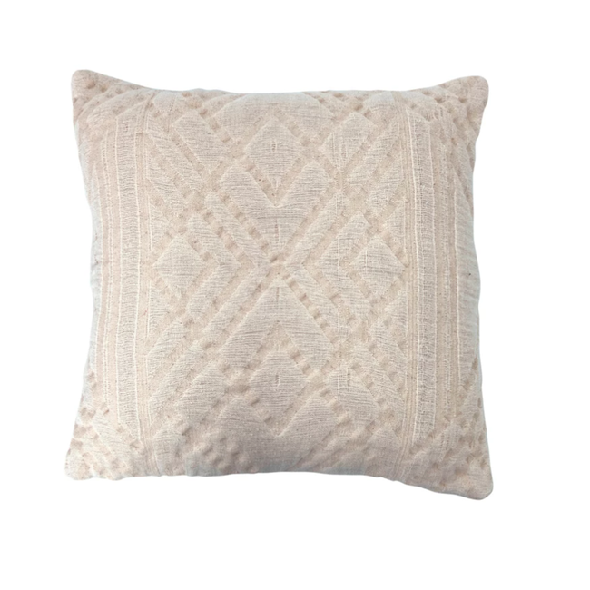 Woven Cotton Jacquard Pillow Cream 18” Square