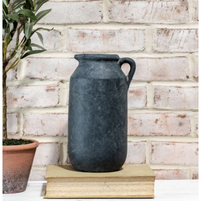 Handle Vase in Charcoal 9.8”