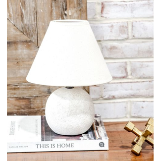 White Rough Ceramic Lamp 10.8”