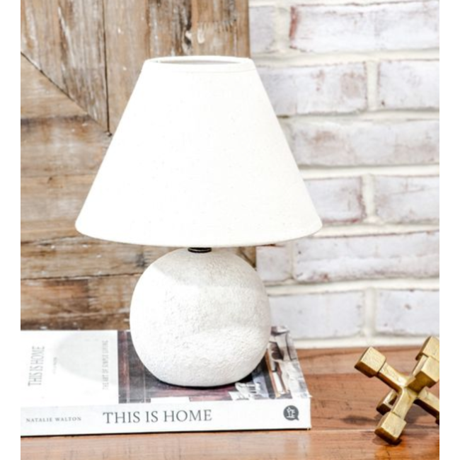 White Rough Ceramic Lamp 10.8”