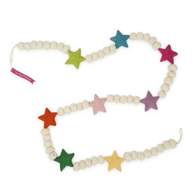Happy and Bright Wool Garland Stars