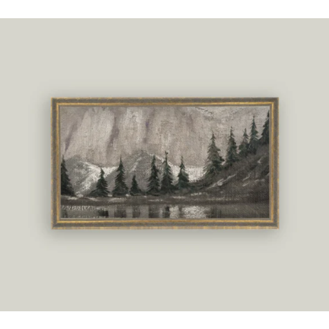 Muted Pine and Lake Sign 12x7”
