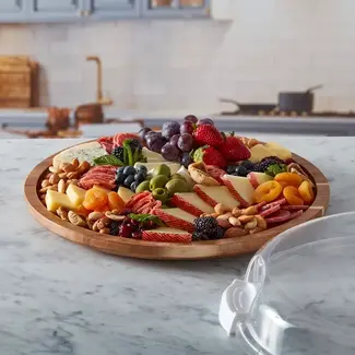 Lifetime Brands Charcuterie Round Make and Take Acacia Wood 14"