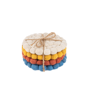 Handmade Felted Wool Bohemian Coaster Set of 4
