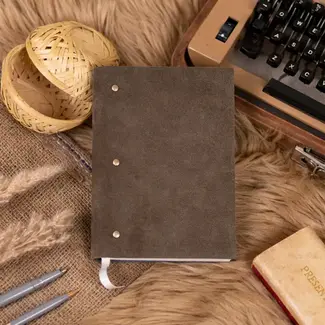 R K Handicrafts and Exporters Soft Cover Suede Leather Diary Journal Grey