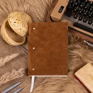 R K Handicrafts and Exporters Soft Cover Suede Leather Diary Journal Brown
