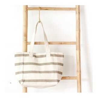 Taupe Stripe Beach Bag 9”