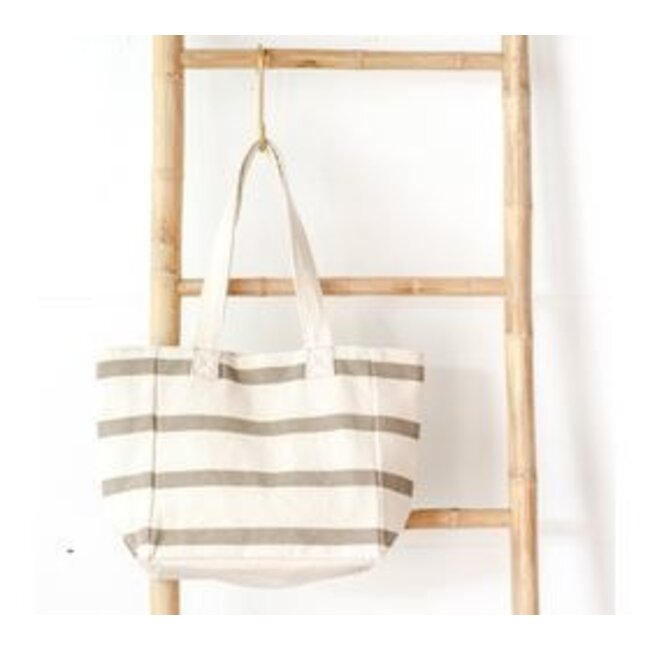 Taupe Stripe Beach Bag 9”
