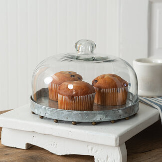 CTW Home Collection Glass Dessert Cloche with Beaded Base