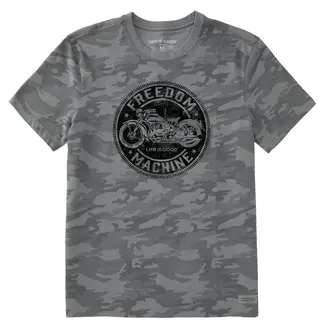 Life is Good Freedom Machine Motorcycle Tee Gray Camo