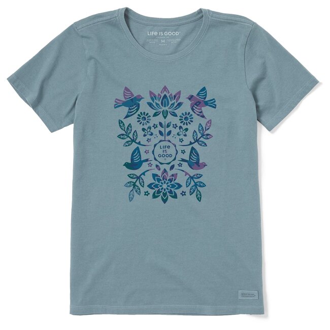 Folk Art Garden Tie Dye Relaxed Fit Short Sleeve Slub Tee