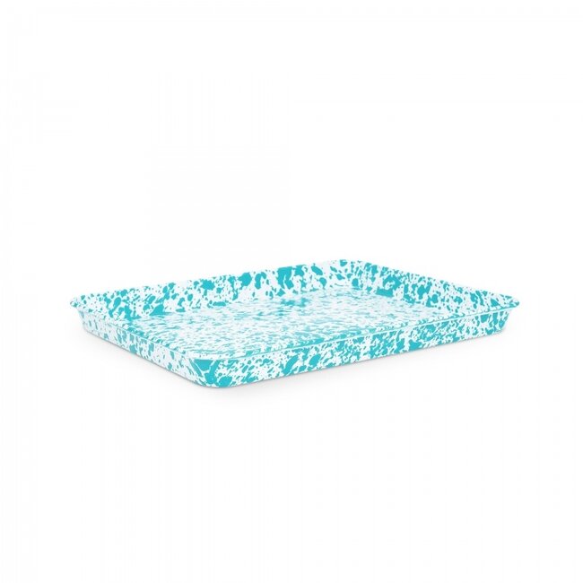 Large Jelly Roll Tray Turquoise Splatter 16.25x12.5
