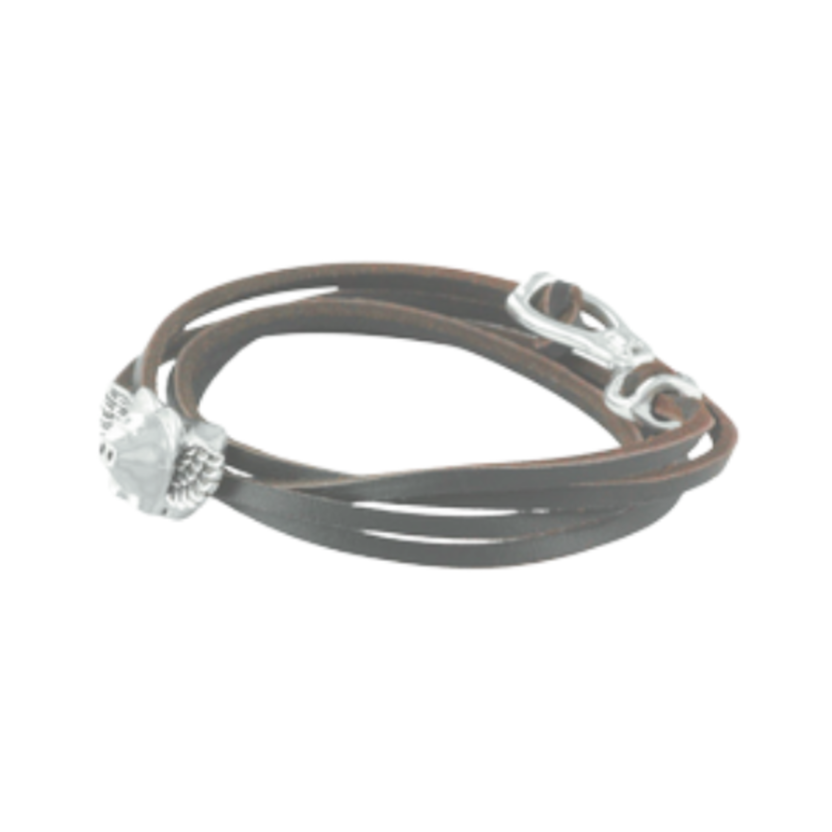 Flying Pig Bracelet Silver Brown Band