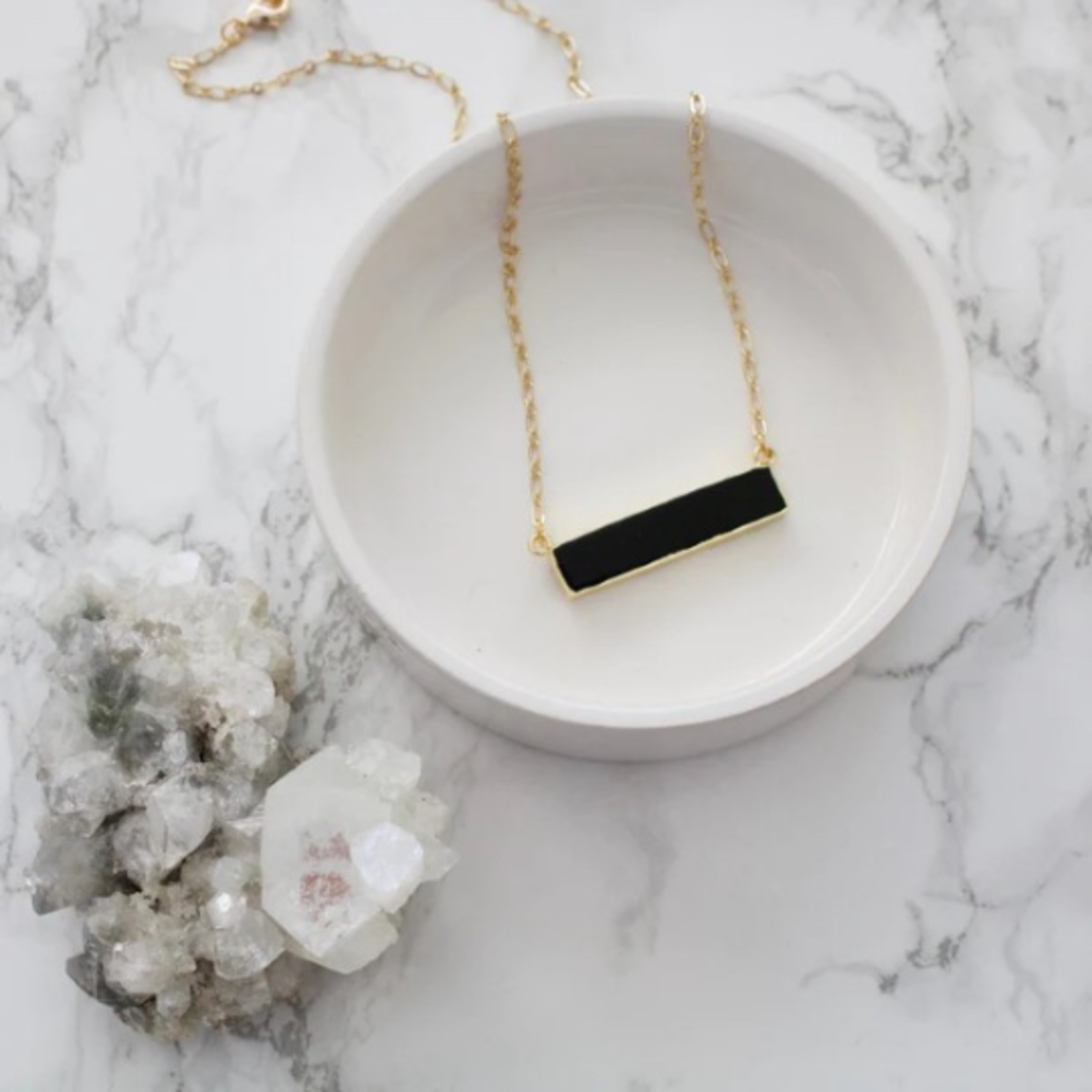 Black Agate Bar Necklace