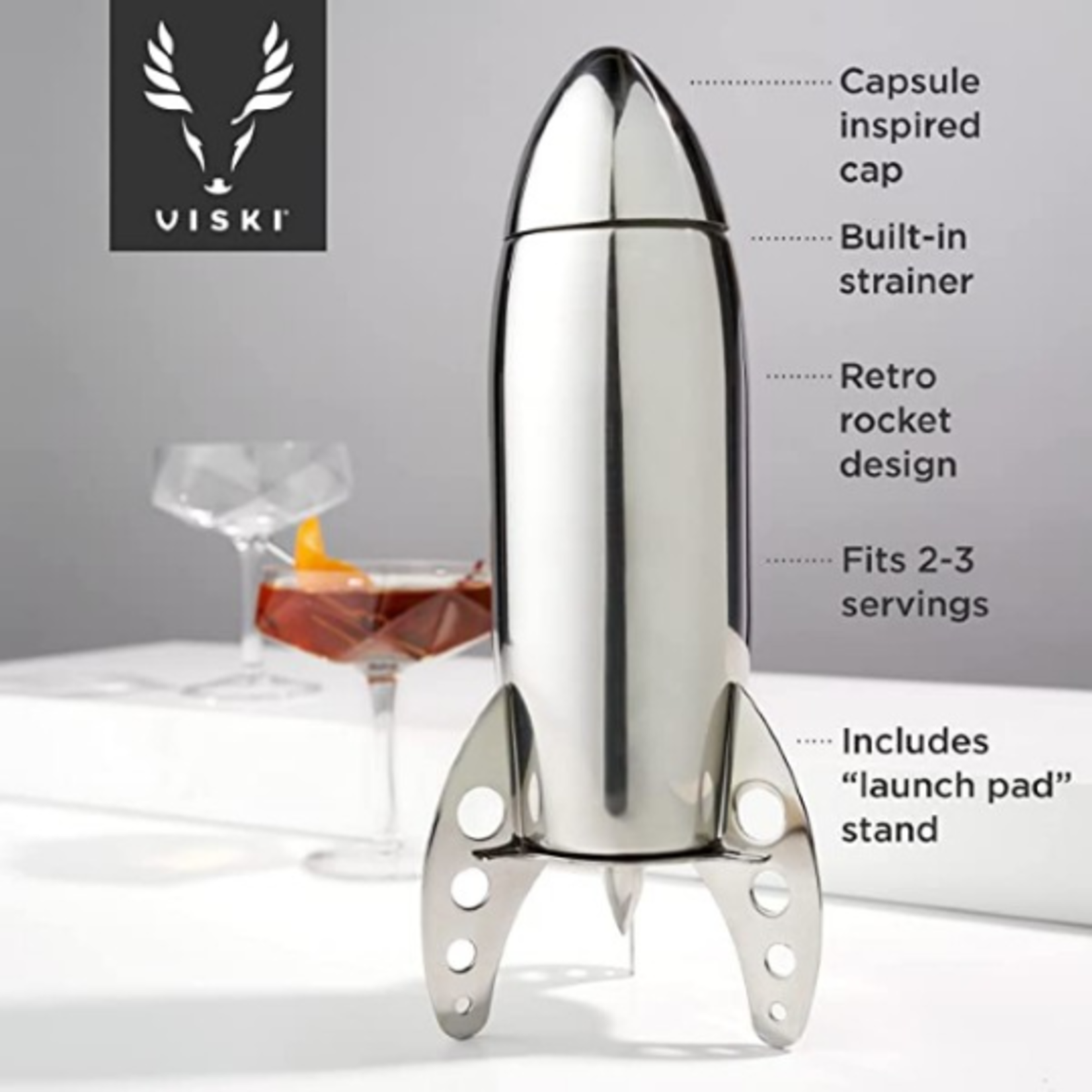 Steel Rocket Shaped Cocktail Shaker