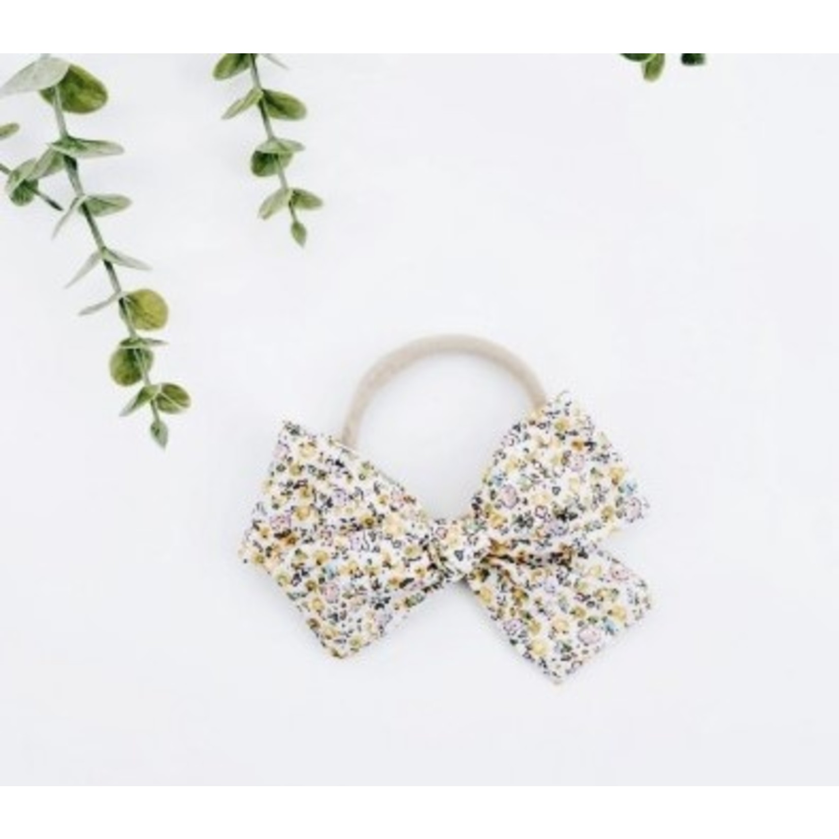 Vintage Floral Pinwheel Bow Headband