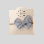 Blue Swiss Dot Pinwheel Bow Headband