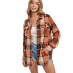 Flannel Plaid Shacket - Taupe Plaid