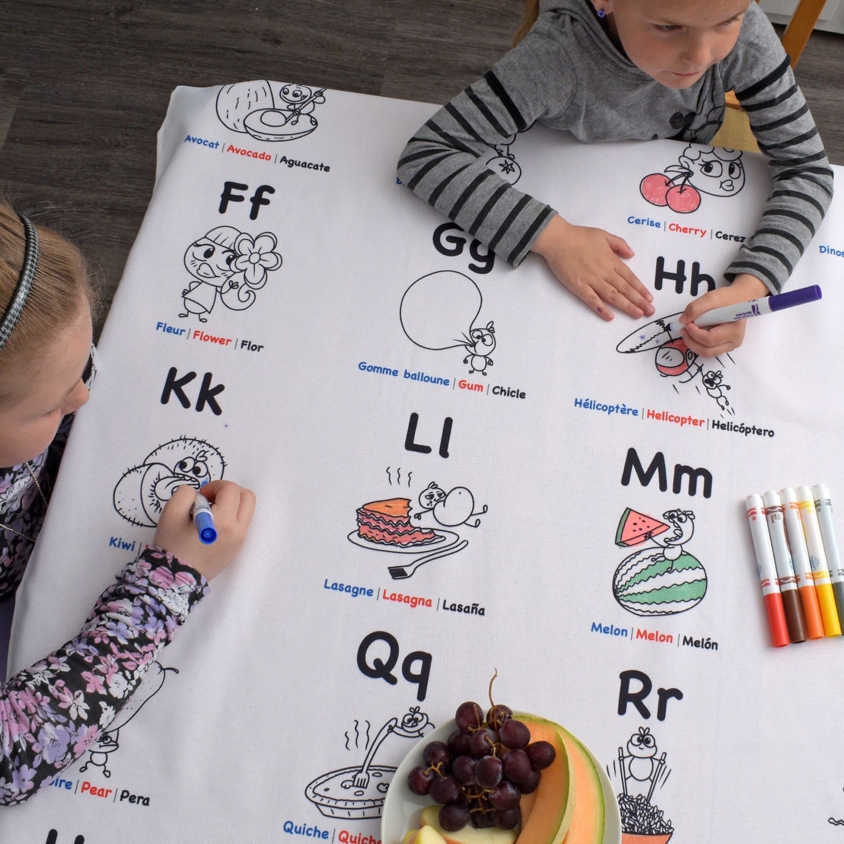Bimoo Nappe multilingue à colorier alphabet - 45X45