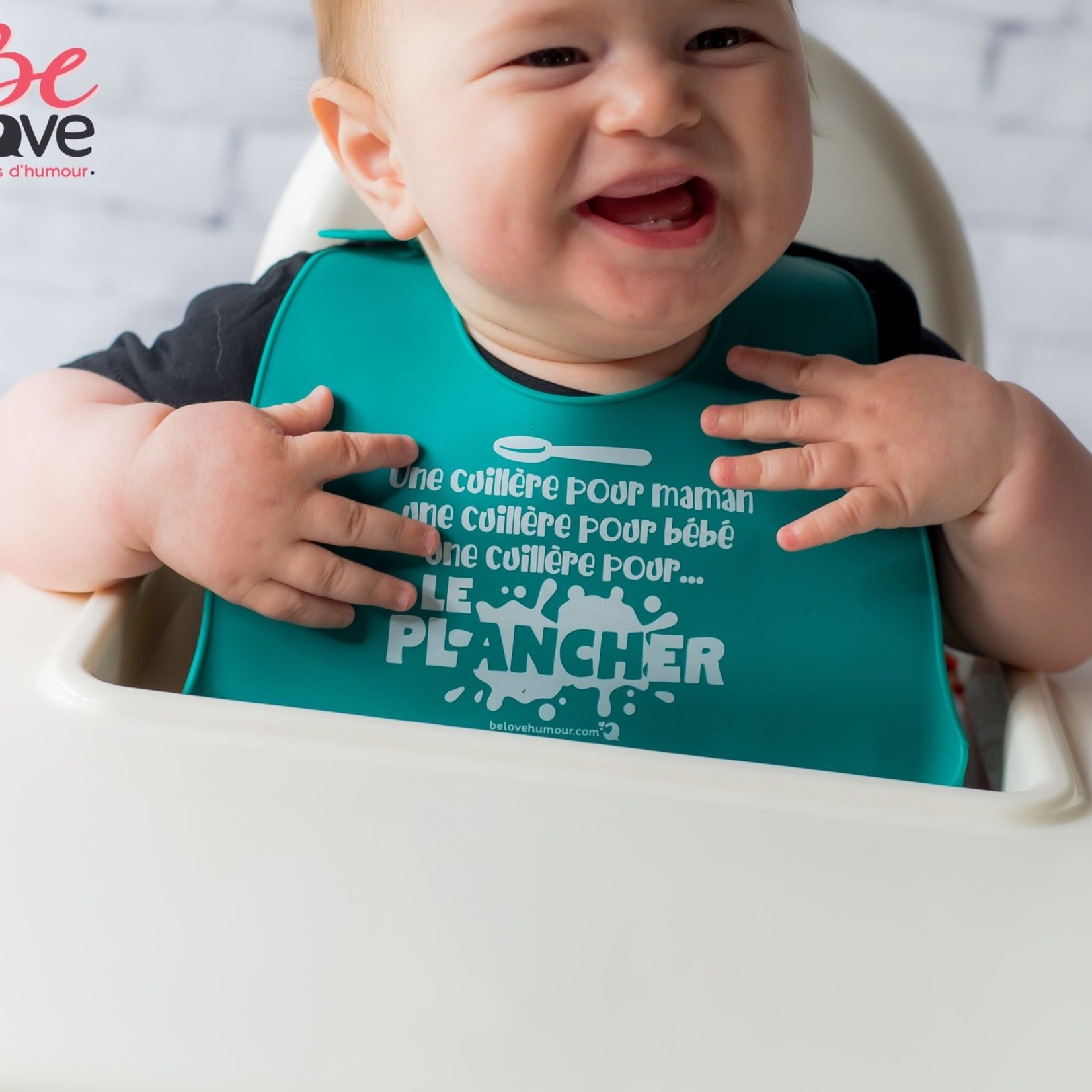 Be love Bavoir bébé en silicone - Cuillère et plancher