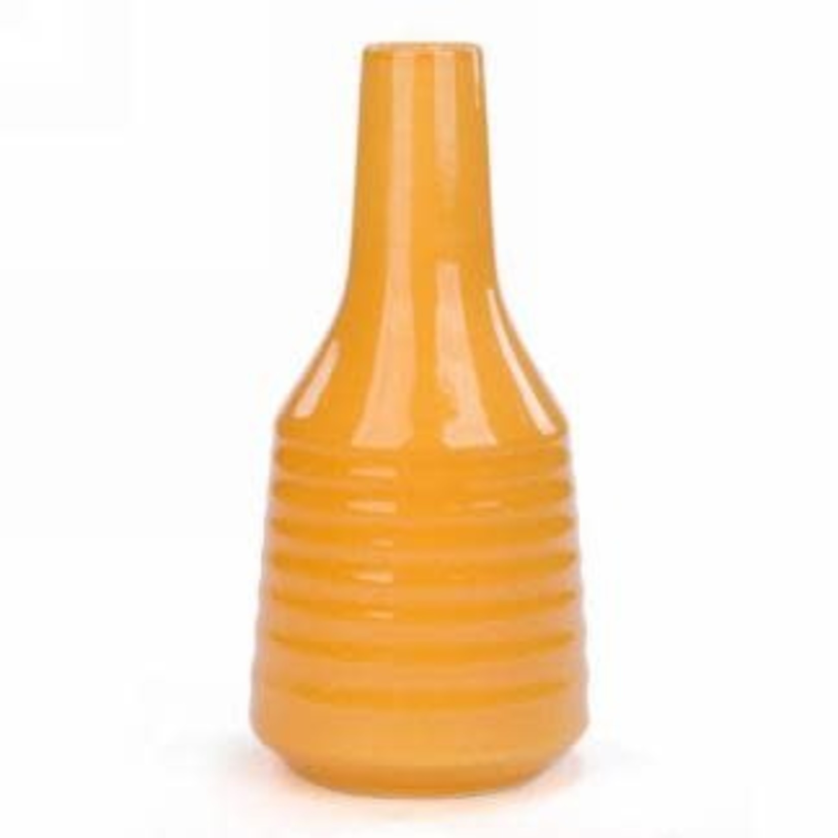 Attitude Import Vase jaune moutarde strié 10,5 po
