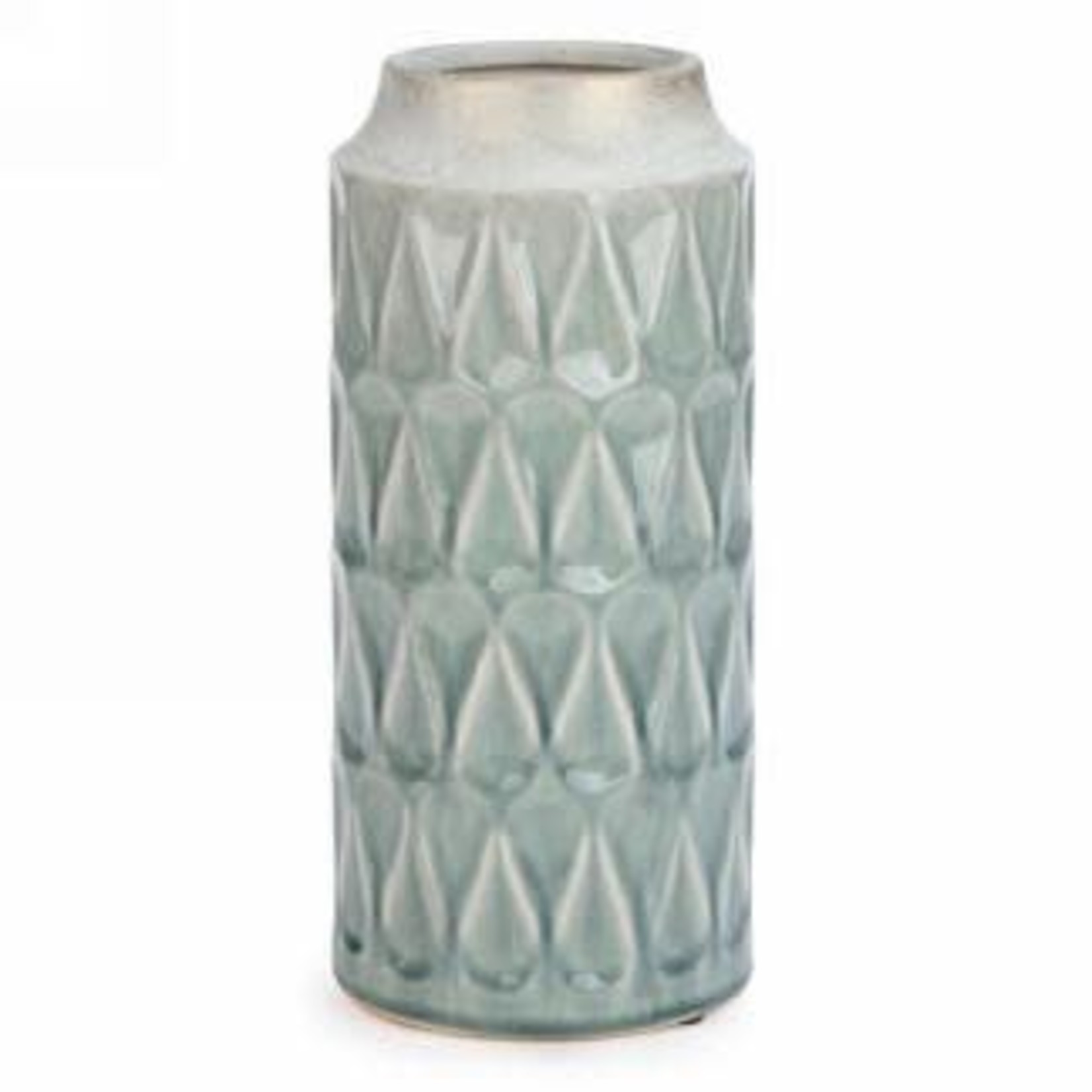 Attitude Import Vase 12,5 po céramique texturé aqua