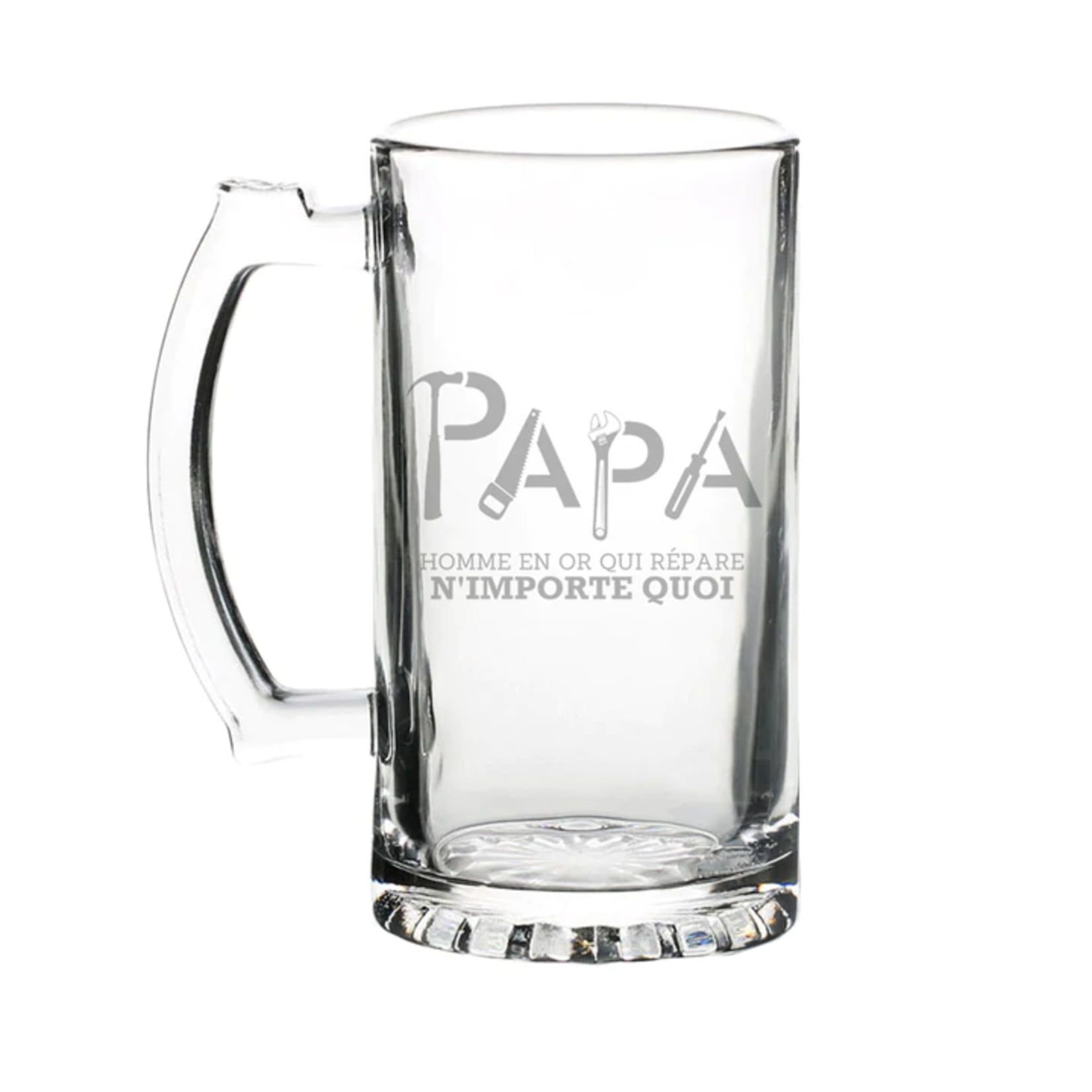 La Maison du Bar Verre gravé 18 oz - Papa homme en or (outils) - Bock