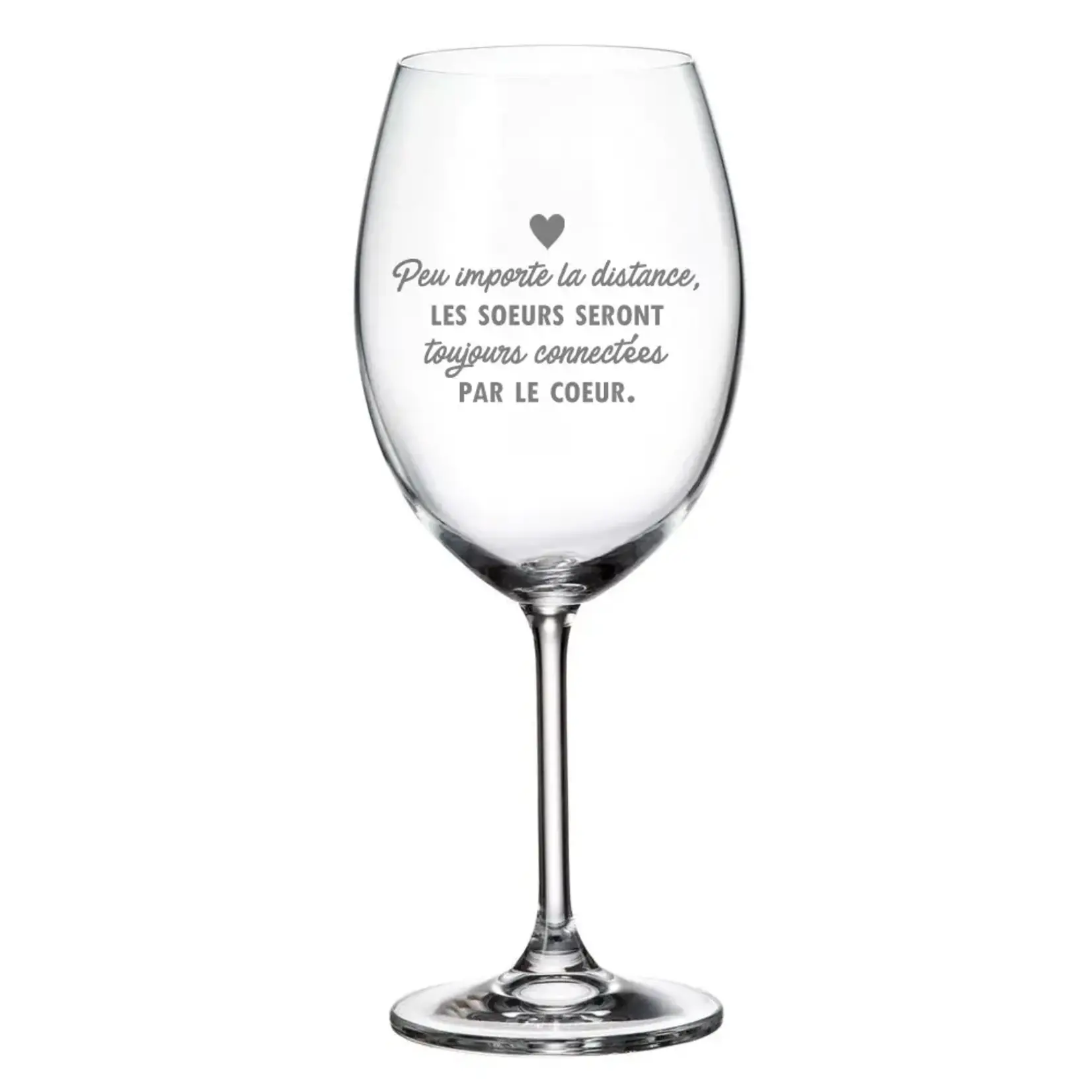 La Maison du Bar Verre gravé 20 oz - Peu importe la distance Les soeurs seront - Vin