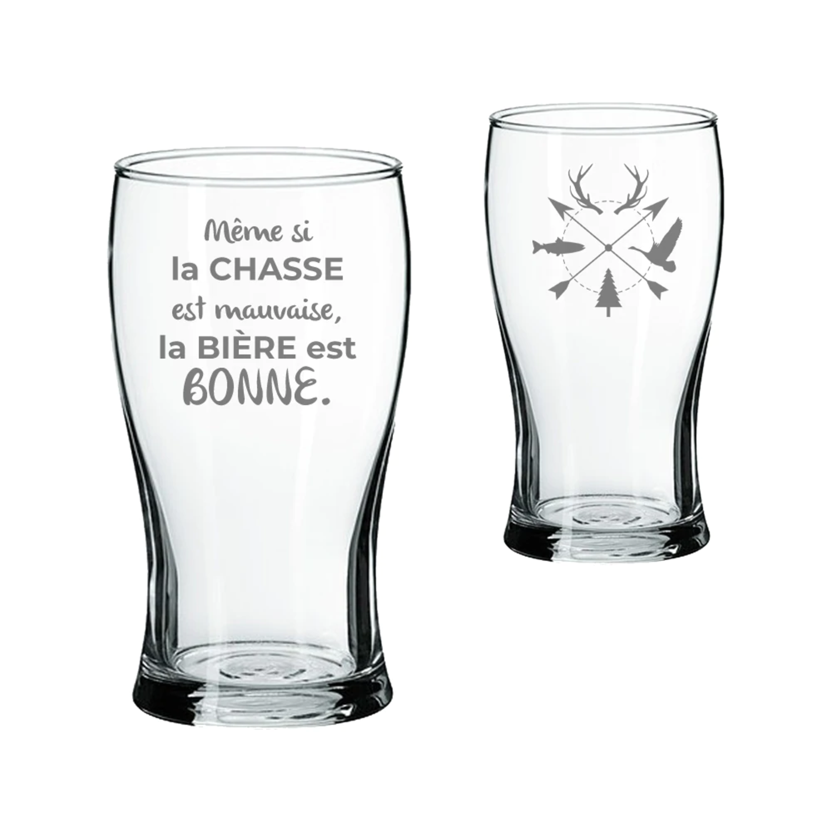 La Maison du Bar Verre gravé 20 oz - Même si la chasse est mauvaise - Bière