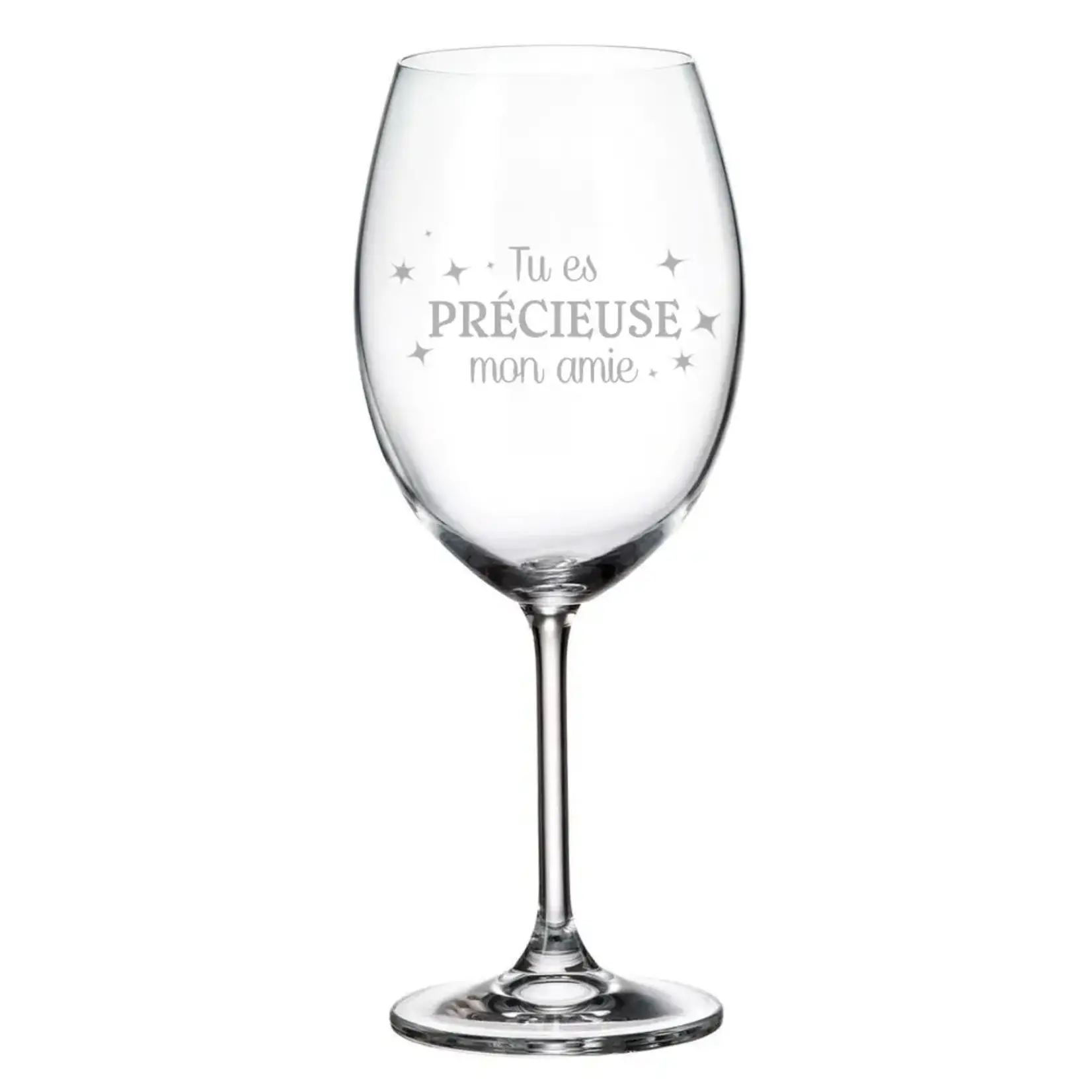 La Maison du Bar Verre gravé  20 oz- Tu es précieuse mon amie - Vin