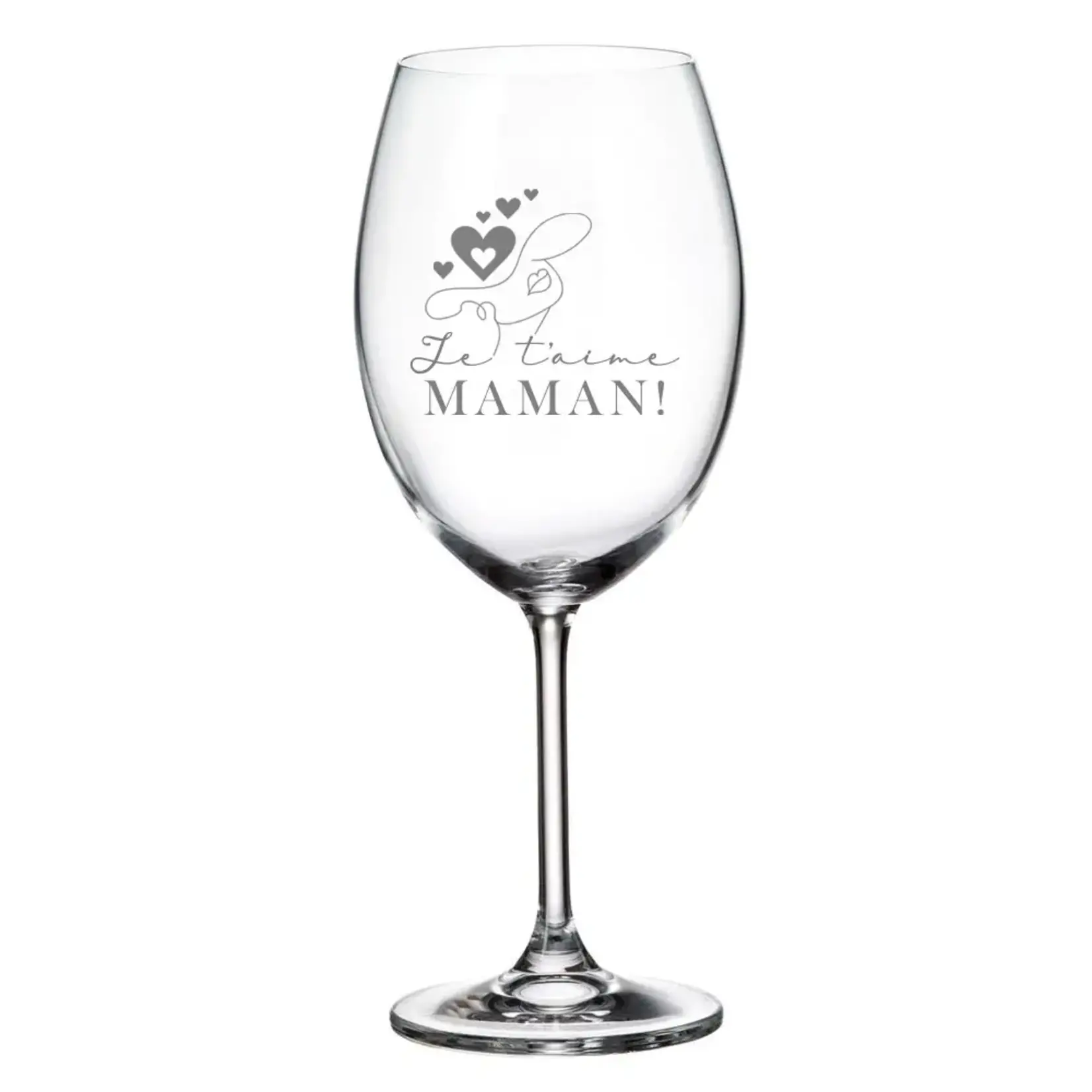 La Maison du Bar Verre gravé  20 oz - Je t'aime maman !(avec visage) - Vin