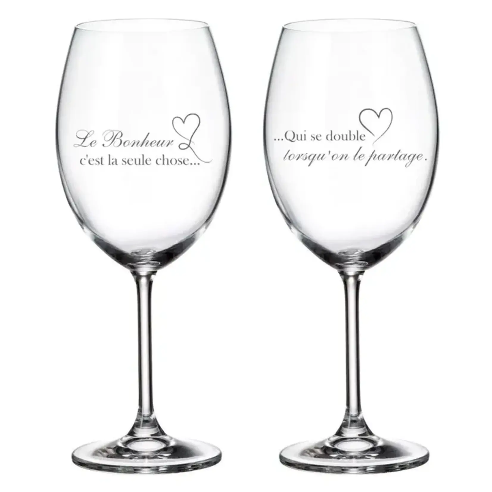 La Maison du Bar Ensemble de verres gravés sans pied 16 oz - Le bonheur que l'on partage - Vin