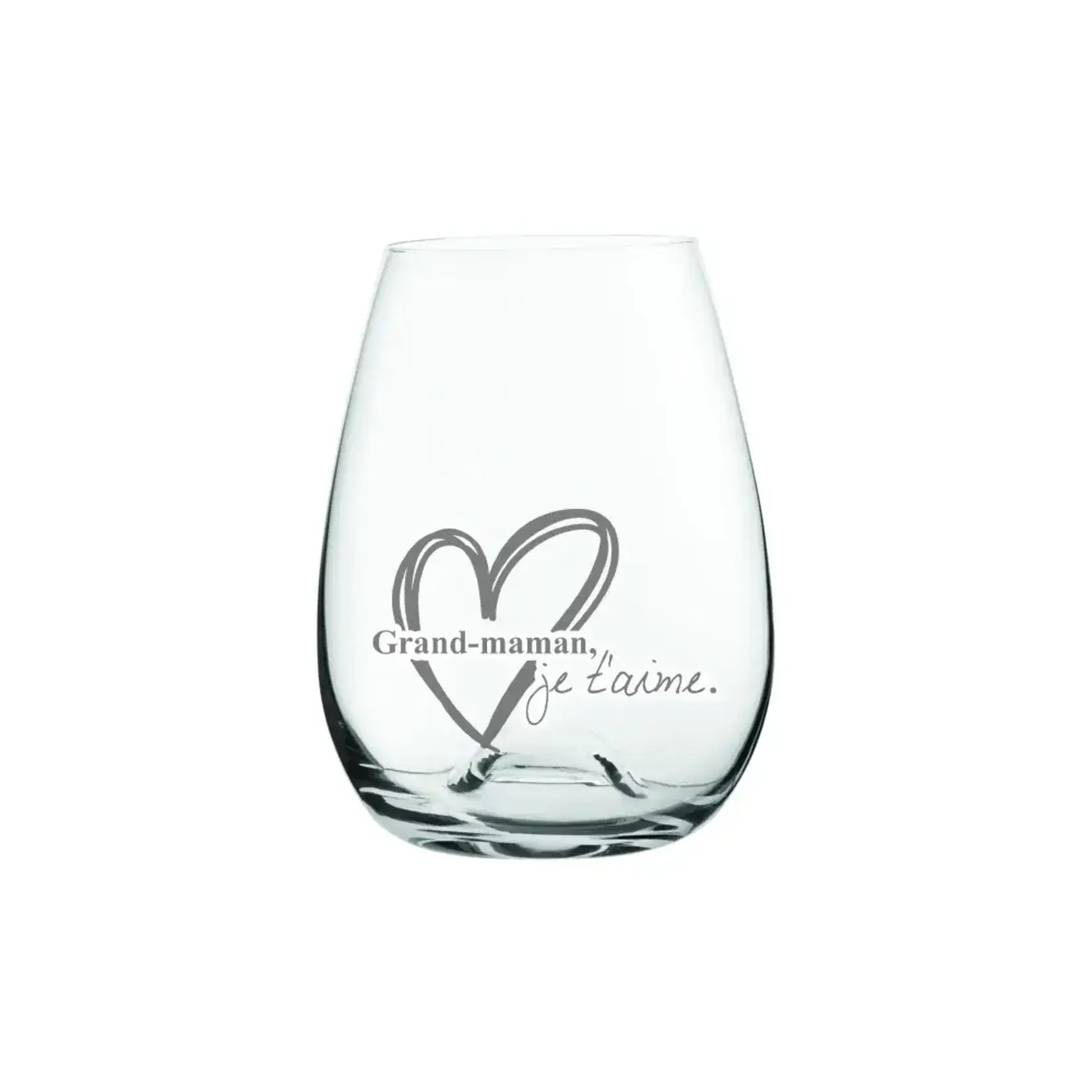 La Maison du Bar Verre gravé 16 oz - Grand-maman je t'aime - Vin sans pied